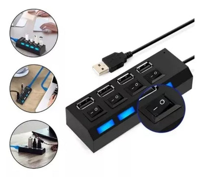 HUB Extensor USB c/ 4 tomadas ON/OFF 2.0