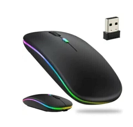 Mouse Sem Fio Recarregável Led Carregador Usb Silencioso